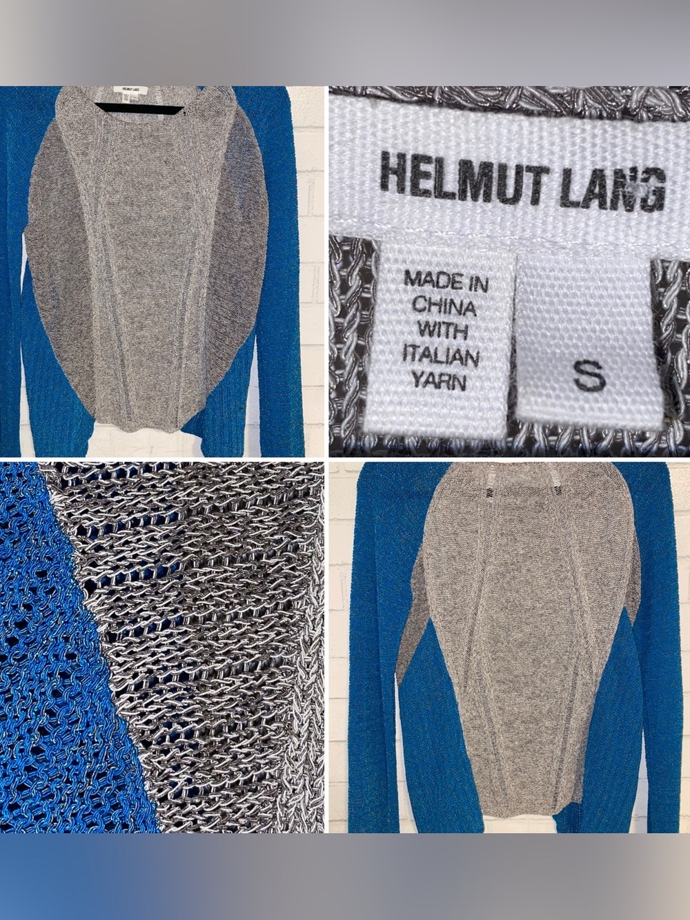 Helmut Lang $345 Transparent Melange Knit Sweater Small EUC
